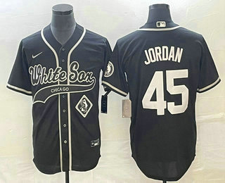 Men's Chicago White Sox #45 Michael Jordan Black Cool Base Stitched Baseball Jersey 01