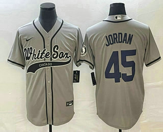 Men's Chicago White Sox #45 Michael Jordan Grey Cool Base Stitched Baseball Jersey 01