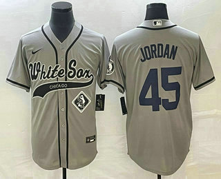 Men's Chicago White Sox #45 Michael Jordan Grey Cool Base Stitched Baseball Jersey 02