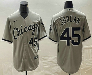 Men's Chicago White Sox #45 Michael Jordan Number Grey Stitched MLB Cool Base Nike Jersey