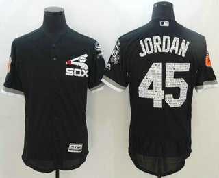 Men's Chicago White Sox #45 Michael Jordan Retired Black 2017 Spring Training Stitched MLB Majestic Flex Base Jersey