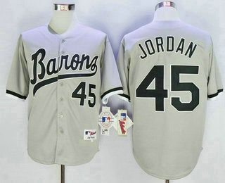 Men's Chicago White Sox #45 Michael Jordan Retired Gray Birmingham Barons Baseball Jersey