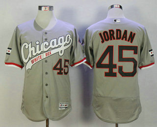 Men's Chicago White Sox #45 Michael Jordan Retired Gray Retro 2016 Flexbase Majestic Baseball Jersey