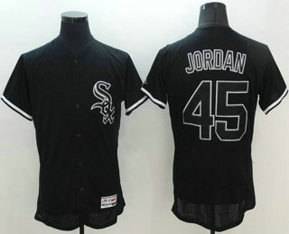 Men's Chicago White Sox #45 Michael Jordan Retired Lights Out Black Fashion Stitched MLB 2016 Majestic Flex Base Jersey