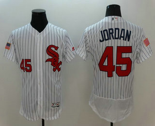 Men's Chicago White Sox #45 Michael Jordan Retired White Fashion Stars & Stripes 2016 Flexbase MLB Independence Day Jersey