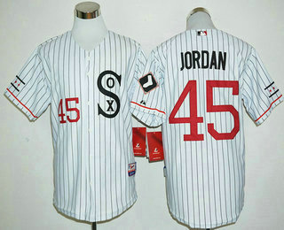 Men's Chicago White Sox #45 Michael Jordan Retired White Pinstirpe SOX 2016 Retro Baseball Jersey