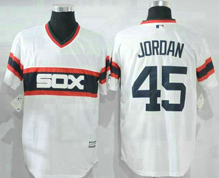 Men's Chicago White Sox #45 Michael Jordan Retired White Pullover Stitched MLB Majestic Cool Base Jersey