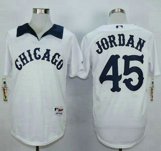 Men's Chicago White Sox #45 Michael Jordan White 1976 Turn Back The Clock Jersey