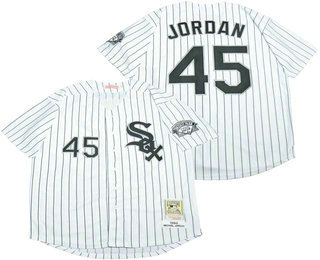 Men's Chicago White Sox #45 Michael Jordan White 1994 Stitched MLB Mitchell & Ness Throwback Jersey