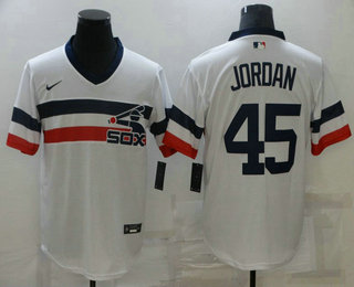 Men's Chicago White Sox #45 Michael Jordan White 2021 Throwback Cool Base Nike Jersey