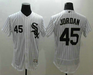 Men's Chicago White Sox #45 Michael Jordan White(Black Strip) Flexbase 2016 MLB Player Jersey