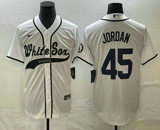 Men's Chicago White Sox #45 Michael Jordan White Cool Base Stitched Baseball Jersey 01