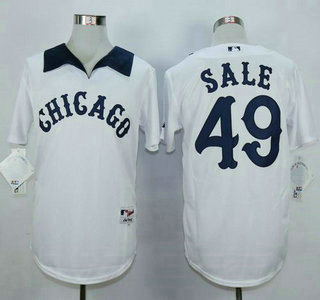 Men's Chicago White Sox #49 Chris Sale White 1976 Turn Back The Clock Jersey