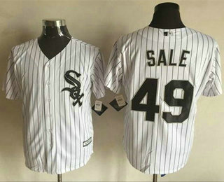 Men's Chicago White Sox #49 Chris Sale White(Black Strip) New Cool Base Jersey