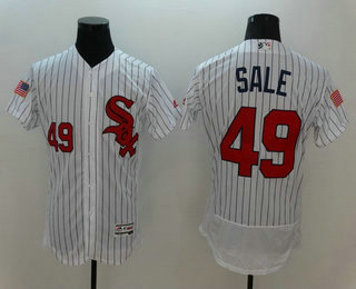 Men's Chicago White Sox #49 Chris Sale White Fashion Stars & Stripes 2016 Flexbase MLB Independence Day Jersey