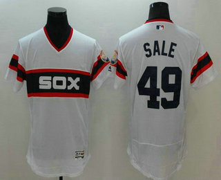 Men's Chicago White Sox #49 Chris Sale White Pullover 2016 Flexbase Majestic Baseball Jersey