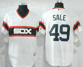 Men's Chicago White Sox #49 Chris Sale White Pullover Stitched MLB Majestic Cool Base Jersey