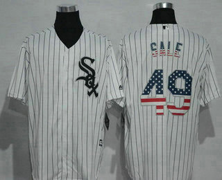 Men's Chicago White Sox #49 Chris Sale White USA Flag Fashion MLB Baseball Jersey