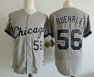 Men's Chicago White Sox #56 Mark Buehrle Gray Road 2005 World Series Patch Stitched MLB Majestic Cooperstown Collection Jersey