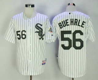 Men's Chicago White Sox #56 Mark Buehrle White Home 2005 World Series Patch Stitched MLB Majestic Cooperstown Collection Jersey