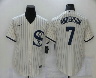 Men's Chicago White Sox #7 Tim Anderson 2021 Cream Field of Dreams Name Cool Base Stitched Nike Jersey