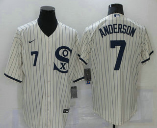 Men's Chicago White Sox #7 Tim Anderson 2021 Cream Field of Dreams Number Cool Base Stitched Nike Jersey