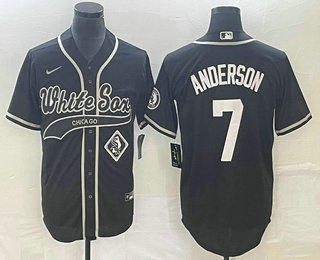 Men's Chicago White Sox #7 Tim Anderson Black Cool Base Stitched Baseball Jersey 01
