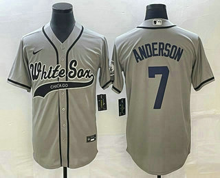 Men's Chicago White Sox #7 Tim Anderson Grey Cool Base Stitched Baseball Jersey 02