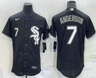 Men's Chicago White Sox #7 Tim Anderson Number Black Stitched MLB Flex Base Nike Jersey