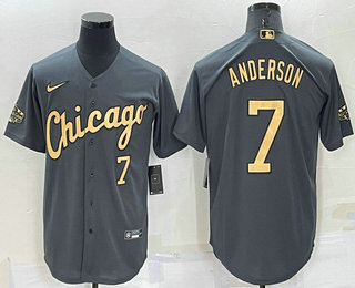 Men's Chicago White Sox #7 Tim Anderson Number Grey 2022 All Star Stitched Cool Base Nike Jersey