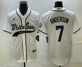 Men's Chicago White Sox #7 Tim Anderson White Cool Base Stitched Baseball Jersey 01