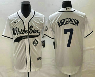 Men's Chicago White Sox #7 Tim Anderson White Cool Base Stitched Baseball Jersey 02