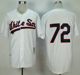 Men's Chicago White Sox #72 Carlton Fisk 1990 Throwback White Jersey