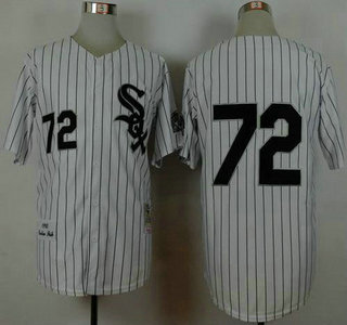 Men's Chicago White Sox #72 Carlton Fisk 1993 White Mitchell & Ness Throwback Jersey