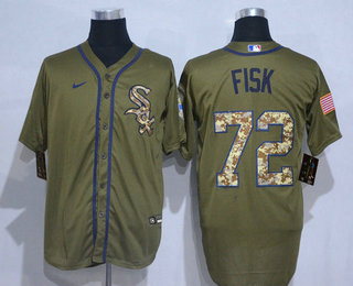 Men's Chicago White Sox #72 Carlton Fisk Green Salute To Service Stitched MLB Cool Base Nike Jersey