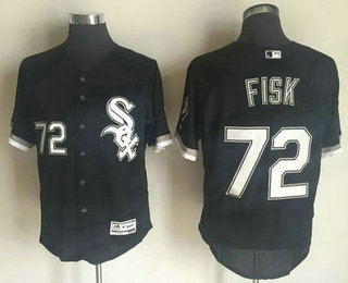 Men's Chicago White Sox #72 Carlton Fisk Retired Black 2016 Flexbase Majestic Baseball Jersey