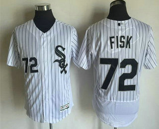 Men's Chicago White Sox #72 Carlton Fisk Retired White Home 2016 Flexbase Majestic Baseball Jersey