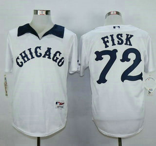 Men's Chicago White Sox #72 Carlton Fisk White 1976 Turn Back The Clock Jersey