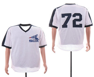 Men's Chicago White Sox #72 Carlton Fisk White Pullover Mesh Batting Practice Throwback Jersey By Mitchell & Ness