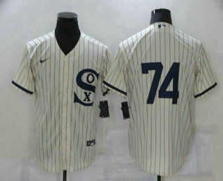 Men's Chicago White Sox #74 Eloy Jimenez 2021 Cream Field of Dreams Cool Base Stitched Nike Jersey