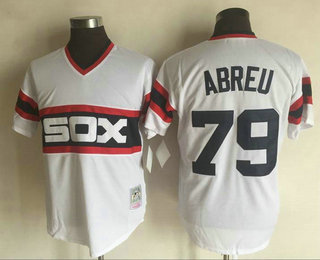 Men's Chicago White Sox #79 Jose Abreu 1983 White Pullover Mitchell & Ness Throwback Jersey