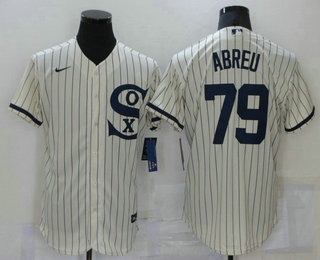 Men's Chicago White Sox #79 Jose Abreu 2021 Cream Navy Field of Dreams Name Flex Base Stitched Jersey