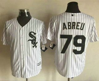 Men's Chicago White Sox #79 Jose Abreu White(Black Strip) New Cool Base Jersey