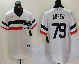 Men's Chicago White Sox #79 Jose Abreu White NEW Throwback Cool Base Nike Jersey