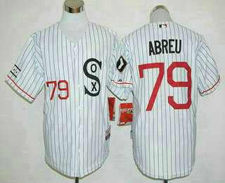 Men's Chicago White Sox #79 Jose Abreu White Pinstirpe SOX 2016 Retro Baseball Jersey