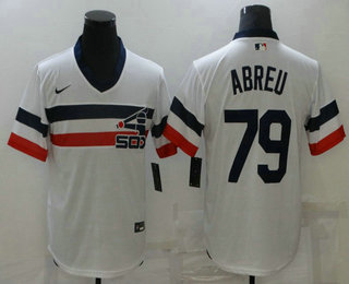 Men's Chicago White Sox #79 Jose Abreu White Throwback Cool Base Nike Jersey