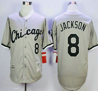 Men's Chicago White Sox #8 Bo Jackson 1993 Grey Mitchell & Ness Throwback Jersey