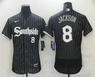 Men's Chicago White Sox #8 Bo Jackson Black 2021 City Connect Stitched MLB Flex Base Nike Jersey