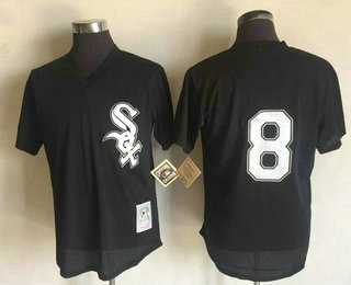 Men's Chicago White Sox #8 Bo Jackson Black Mesh Batting Practice 1993 Throwback Jersey By Mitchell & Ness