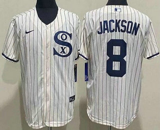 Men's Chicago White Sox #8 Bo Jackson Cream Player Name 2021 Field of Dreams Cool Base Jersey